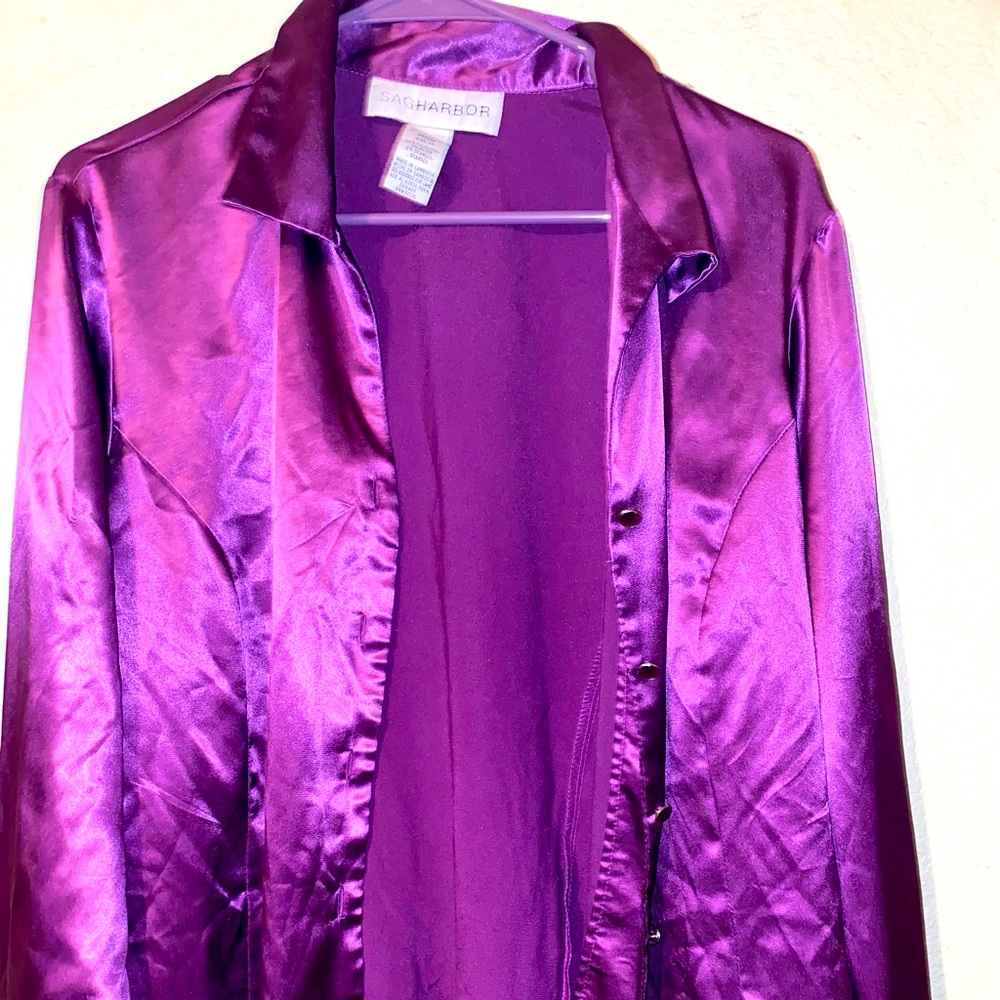 Purple satin blouse